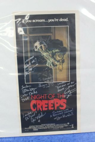 Night Of The Creeps Australian Daybill Cast Signed X6 13x28 - Jsa Cert Poster