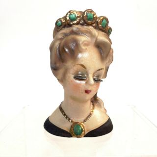Vintage Inarco Brunette Lady Aileen Head Vase Bust Ceramic Signed 1964 E - 1755