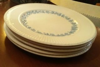 Wedgwood Queensware Etruria Blue/white Embossed Set Of 4 - 10 " Dinner Plates