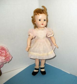 Vintage 14 " Effanbee Hard Plastic Doll In Clothes 1950s