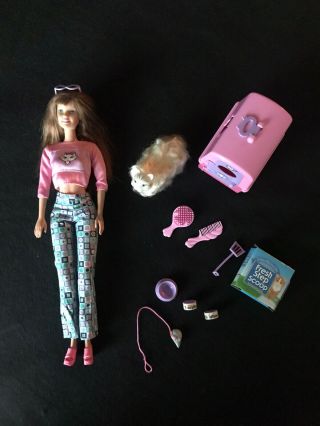 Mattel Barbie Kitty Fun Marshmallow Cat With Doll & Accessories Htf Vintage Euc