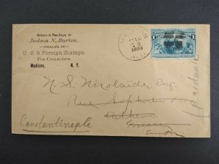 York: Madison 1893 230 Burton Stamp Dealer Cover To Greece To Turkey