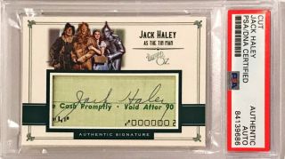 Jack Haley Wizard Of Oz Tin Man Signed Custom Auto Card 1/1 Psa/dna