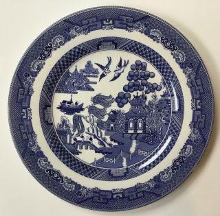 6 Johnson Brothers Willow Blue,  England 1883,  Dinner Plates,  10.  75”,
