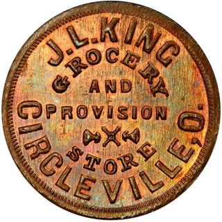 1863 Circleville Ohio Civil War Token J L King R8 Very Scarce Merchant Pcgs Ms65