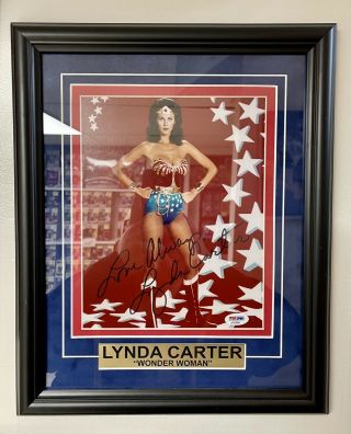Lynda Carter Wonder Woman Signed And Custom Framed 8x10 Photo With Psa/dna