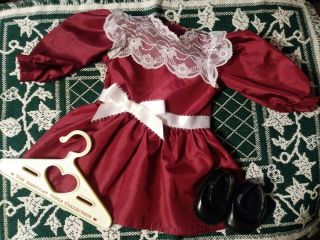 American Girl Samantha Cranberry Christmas Party Dress & Shoes Pleasant Company