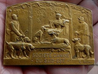 French Award Medal /bronze Plaque Dogs Exhibition Lyon 1923 - By Blin