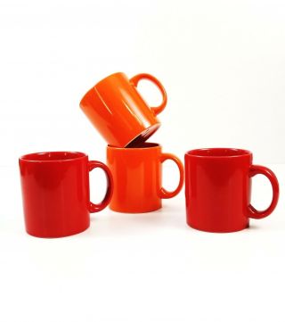 Set Of 4 Waechtersbach Germany Fun Factory Orange/red Coffee Mugs
