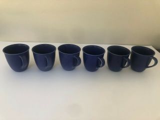 6 Scandinavian Höganäs Keramik Stengods Sweden Blue Coffee Or Tea Mugs