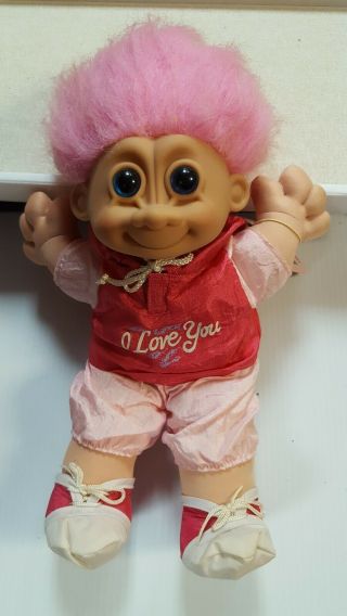 Russ Vintage Troll Kidz 12” Valentine Plush Doll Vtg 90s Pink Hair Item 2368
