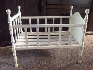 Vintage Antique Wooden Baby Doll Toy Crib Cradle Bed