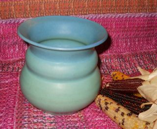 Vintage Van Briggle Pottery Blue Green Ringed Vase