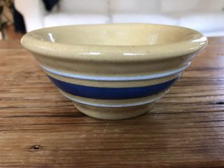 Tiny 4 1/4” Yellow Ware Blue And White Band Bowl 1800’s Rare