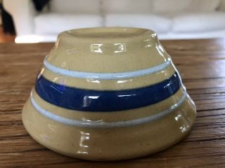 Tiny 4 1/4” Yellow Ware Blue and White Band Bowl 1800’s Rare 2
