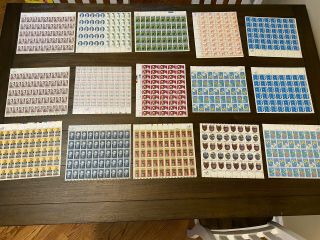 15 Sheets United States Postal Service Sheet Stamps Late 1970’s And Early 1990’s
