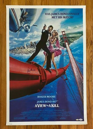 Roger Moore Signed A View To A Kill 24x36 Autographed James Bond Poster Psa