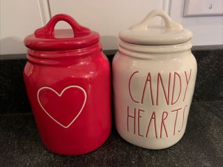 Rae Dunn Red White Heart And Candy Hearts Valentines Day Baby Canisters (2)