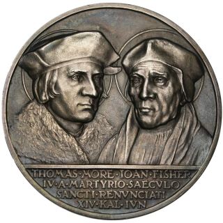Italy Vatican Pope Pius Xi 1935 Silver Medal / Saints Thomas More & John Fisher