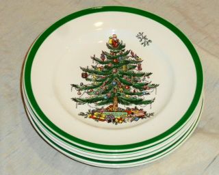 Vintage Set Of 7 Spode Christmas Tree 10 1/2” Dinner Plates Look