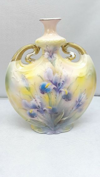 Rs Prussia Pillow Vase Prov Saxe Es Germany Iris Flowers Numbered Ltd Ed