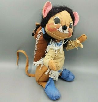 Vtg 13 " 1984 Annalee Mouse Doll Native American Indian Baby Papoose Thanksgiving