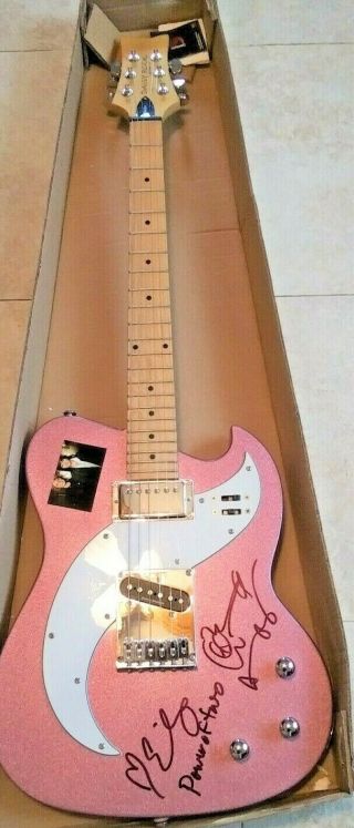Indigo Girls Band Power Of Two Signed Pink Electric Guitar Proof