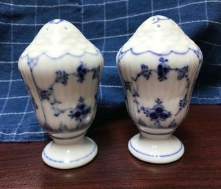 Blue Fluted Salt & Pepper Shaker 480/467 Royal Copenhagen Porcelain 1st Quality