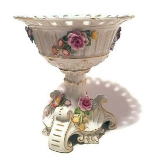 Vintage Von Schierholz Compote Fruit Bowl Porcelain Centerpiece 1930 C.  Germany