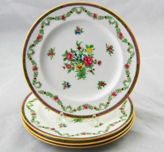 4 Antique Spode Copeland Hand Painted Floral Dessert Plates 8 " England