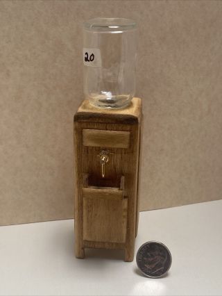 Vintage Artisan Jim Gans Primitive Wood Glass Water Cooler Dollhouse Miniature