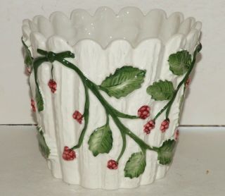 Tiffany & Co Planter Berries White Fluted Ceramic Italy Hand Painted Rare Vtg 3