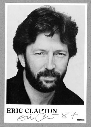Eric Clapton B&w Autograph - Signed August Promo Card 1987