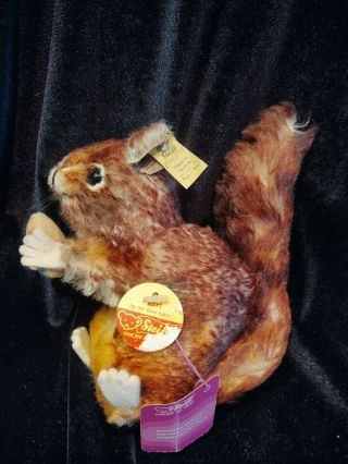 Vintage Steiff Perri Squirrel 2040/17 Button W/ Tag,  Id Tag