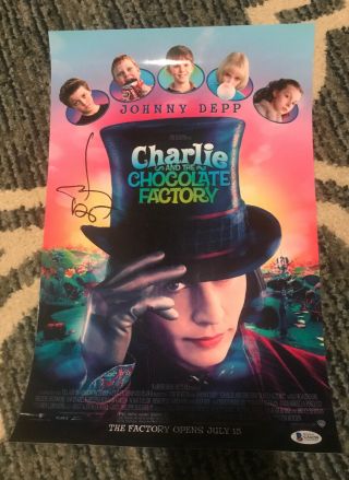 Johnny Depp Signed Charlie & The Chocolate Factory 11x17 Movie Poster Beckett