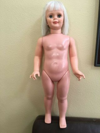 Vintage 36 " Playpal Type Unmarked Doll For Restore Or Parts