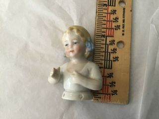Antique 2 1/4“ Porcelain Half Doll Little Girl