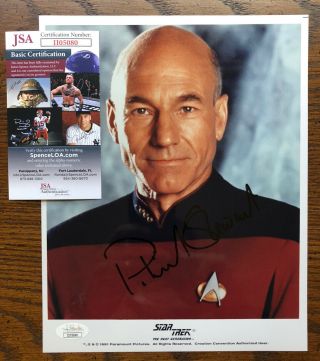 Star Trek Patrick Stewart Signed Autograph 8x10 Captain Picard Photograph Jsa