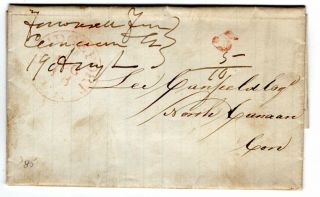 Bridgeport Ct Stampless Folded Letter To North Caanan Forwarded 1845