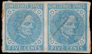 Us Confederate States Scott 7 Pair (1862) F,  Cv $44.  00 C