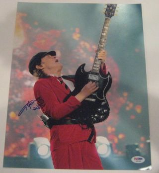 Angus Young Signed 11x14 Ac/dc Photo W/ Psa Loa & Graded 10