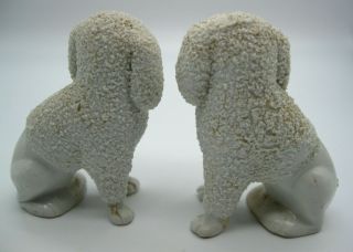 Antique Pair Staffordshire Poodle Dog Figurines Holding Gold Basket 3262 3