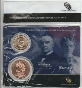 2013 William Mckinley & Ida U.  S.  Presidential $1 Coin & First Spouse Set