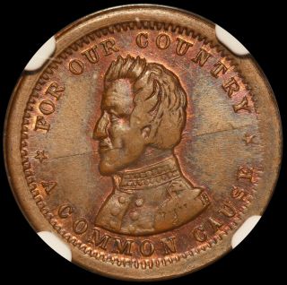 1861 - 65 U.  S.  Mcclellan Now And For Ever Civil War Token F - 135/440a Ngc Ms 65 Bn
