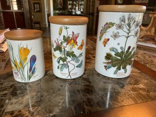 Portmeirion The Botanic Garden Circa 1818,  Set Of 3 Canisters Made In England
