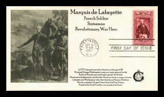 Dr Jim Stamps Us Marquis De Lafayette Fdc Masonic Add On Cover Scott 1097