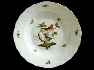 Herend Rothschild Bird Dessert Plate 8 1/4 " 1520 Hungary Butterflies Porcelain