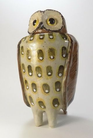 Spotted Folk Owl - Large Effigy Pot - Owl Face Jug By Susi Nagoda Bergquist