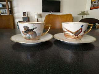 4 P Rare Abercrombie & Fitch Ringneck Pheasant Wild Turkey Oversized Coffee Cups
