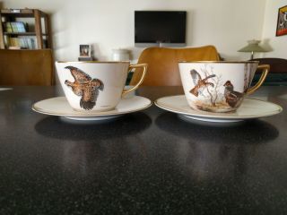 4 P Rare Abercrombie & Fitch Grouse Partridge Game Birds Oversized Coffee Cups